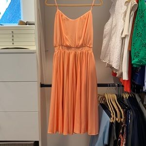 Peach dress.